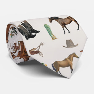 Cowboy Cowgirl Western Rodeo Country Pattern Tie