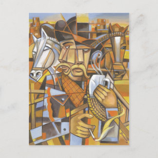 Cowboy cubism Original Art Postcard