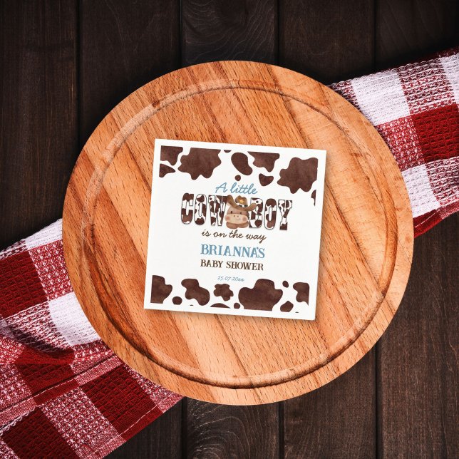 Cowboy cute baby horse western baby shower printed napkin (Cowboy cute baby horse western baby shower printed napkins brown cow pattern personalized table deco)