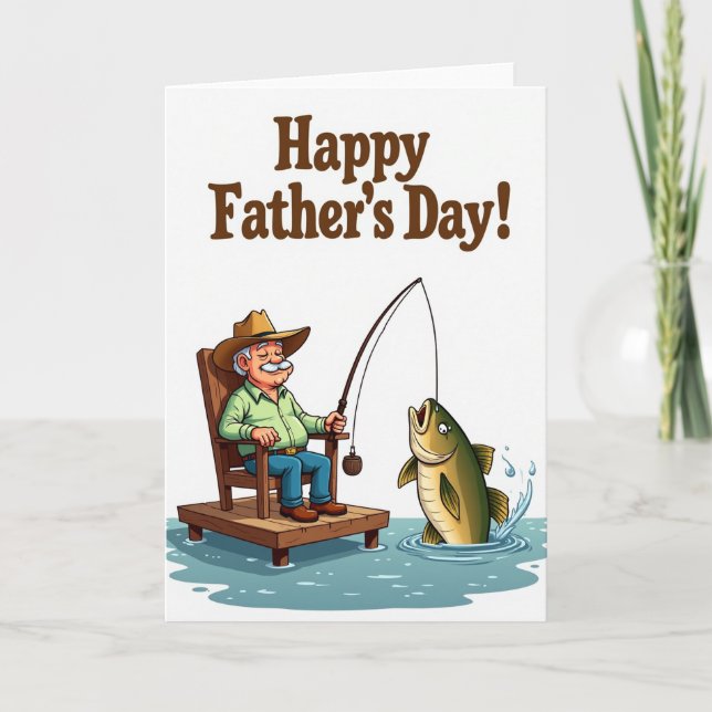 Cowboy Dad Fishing Day Card (Front)