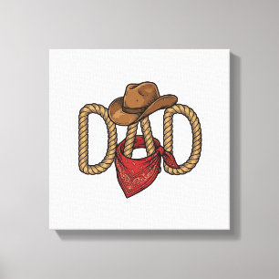Cowboy Dad Rope Hat Bandana Vintage Engraving Desi Canvas Print