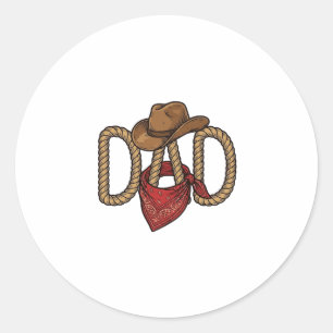 Cowboy Dad Rope Hat Bandana Vintage Engraving Desi Classic Round Sticker