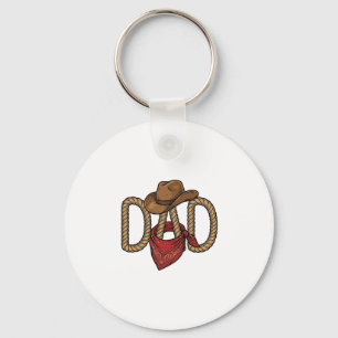Cowboy Dad Rope Hat Bandana Vintage Engraving Desi Keychain