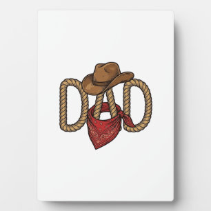 Cowboy Dad Rope Hat Bandana Vintage Engraving Desi Plaque