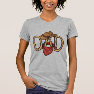 Cowboy Dad Rope Hat Bandana Vintage Engraving Desi T-Shirt