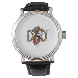 Cowboy Dad Rope Hat Bandana Vintage Engraving Desi Watch