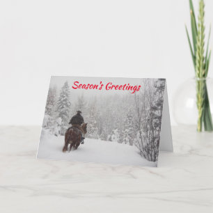 Cowboy dans le ranch des neiges Cartes de Noël