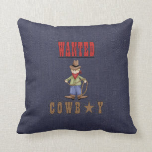 Cowboy Denim Wanted MoJo Throw Pillow