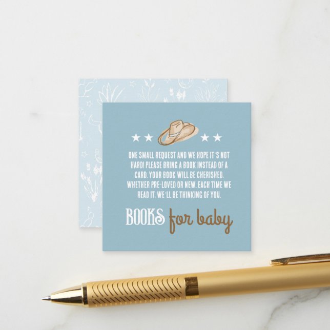 Cowboy Desert Books For Baby Enclosure Card (Front/Back In Situ)