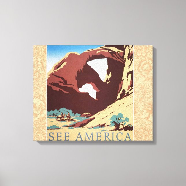 Cowboy Desert Vintage Western Horses  Canvas Print (Front)