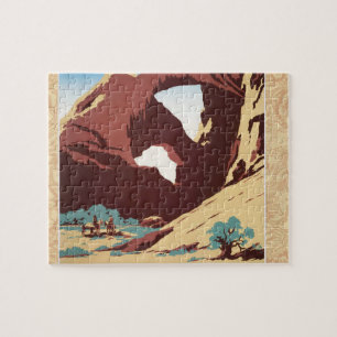 Cowboy Desert Vintage Western Horses Jigsaw Puzzle
