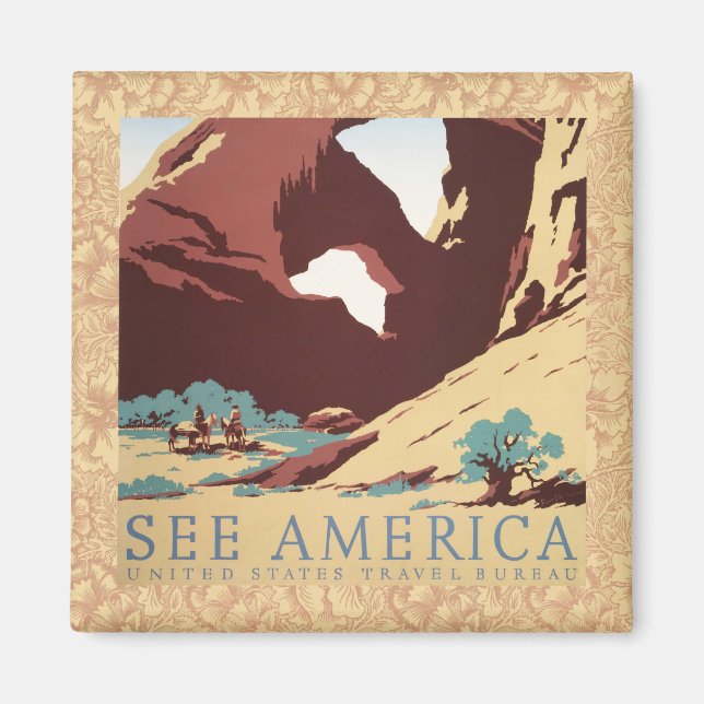 Cowboy Desert Vintage Western Horses  Magnet (Front)