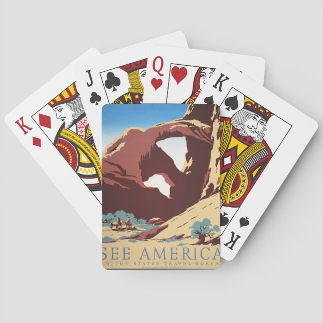 Cowboy Desert Vintage Western Horses  Playing Cards (Back)