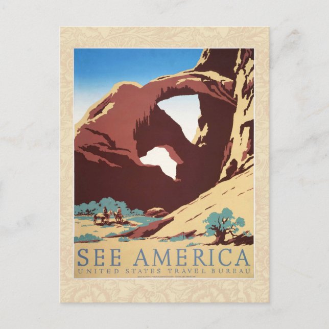 Cowboy Desert Vintage Western Horses  Postcard (Front)