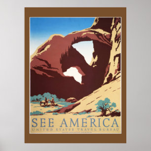 Cowboy Desert Vintage Western Horses Poster