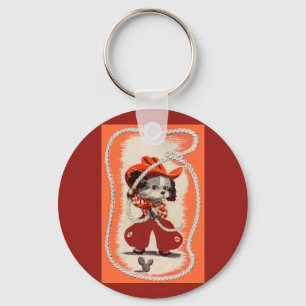 cowboy dog keychain