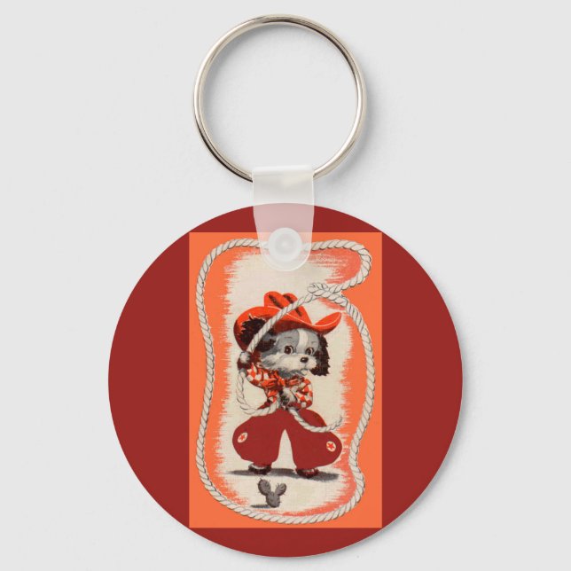 cowboy dog keychain (Front)