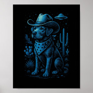 Cowboy Dog Labrador Retriever Alien Western Desert Poster