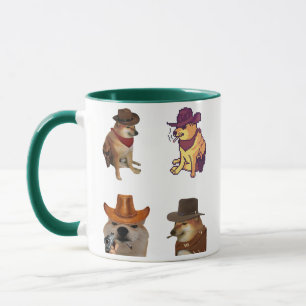 Cowboy Dog Meme Set Funny Doge With Gun Mug