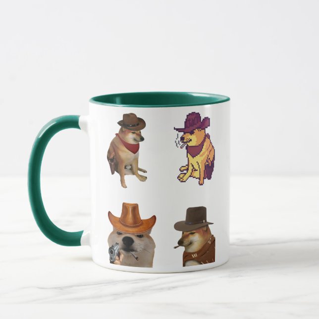 Cowboy Dog Meme Set Funny Doge With Gun Mug (Left)