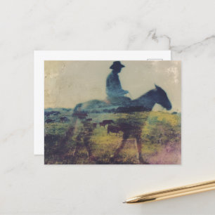 Cowboy Double Exposure Postcard