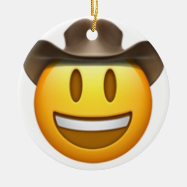 Cowboy emoji face ceramic ornament (Front)