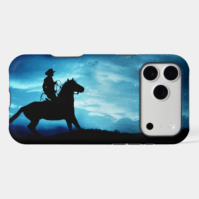 Cowboy et Horse Starry Night Country Western (Verso (Horizontal))