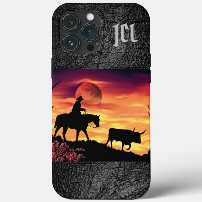 Cowboy Et Longhorn Steer Coque-Mate coque iphone (Verso)