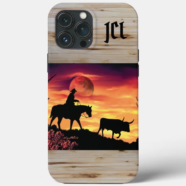 Cowboy Et Longhorn Steer Coque-Mate coque iphone (Verso)