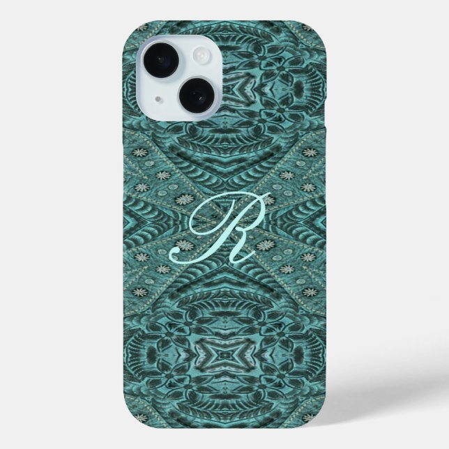 Cowboy fashion Western Country Teal Leather Case-Mate iPhone Case (Back)