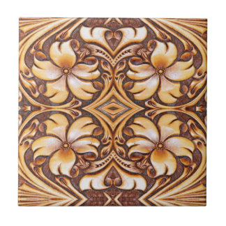 Cowboy Fashion Western Country Tooled Leather Tile