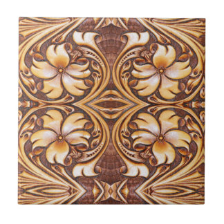 Cowboy Fashion Western Country Tooled Leather Tile