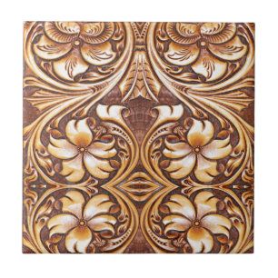 Cowboy Fashion Western Country Tooled Leather Tile