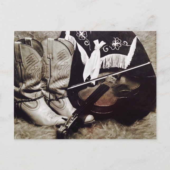 Cowboy Fiddler  Postcard (Front)