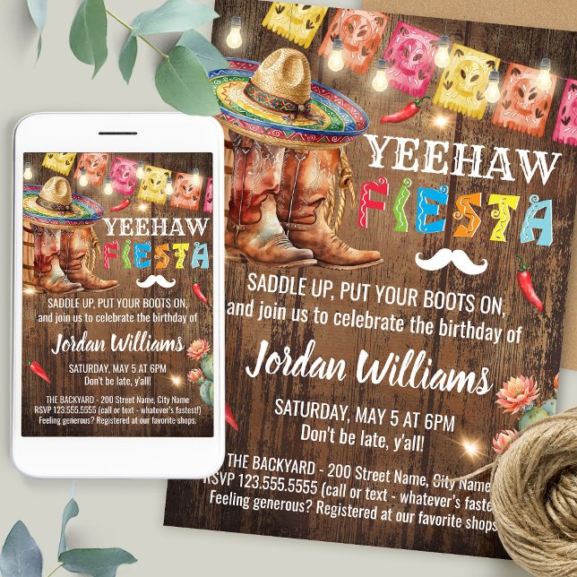 Cowboy Fiesta Birthday Western Country  Invitation (Creator Uploaded)