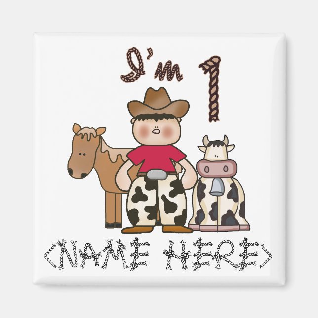 Cowboy First Birthday - Personalized - Customized  Magnet (Front)