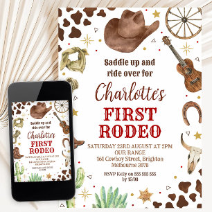 Cowboy First Rodeo 1st Birthday Invitation