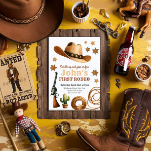 Cowboy First Rodeo 1st Birthday  Invitation