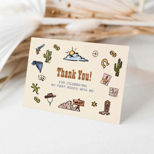 Cowboy First Rodeo 1st Birthday Thank You Western