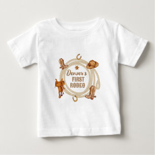 Cowboy First Rodeo Birthday Gender Neutral Baby T-Shirt