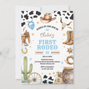 Cowboy First Rodeo Wild West 1st Birthday Invitation