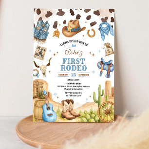 Cowboy First Rodeo Wild West 1st Birthday Invitation