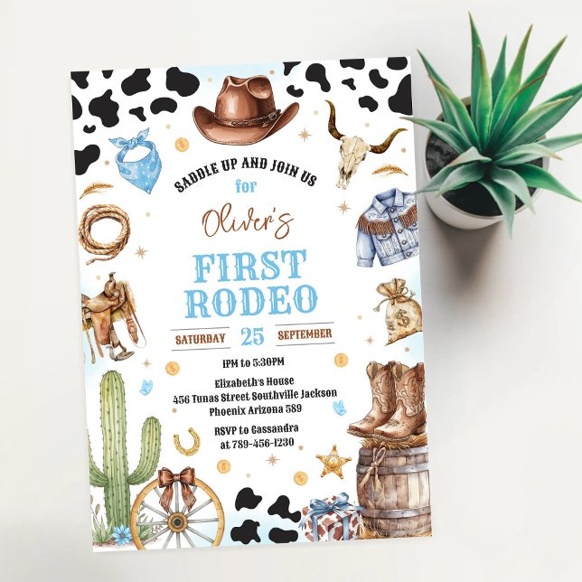 Cowboy First Rodeo Wild West 1st Birthday Invitation (Creator Uploaded)