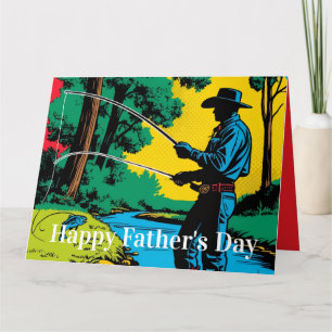 Cowboy Fisherman on Riverbank Card