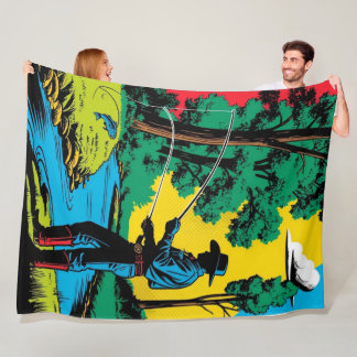 Cowboy Fisherman on Riverbank  Fleece Blanket