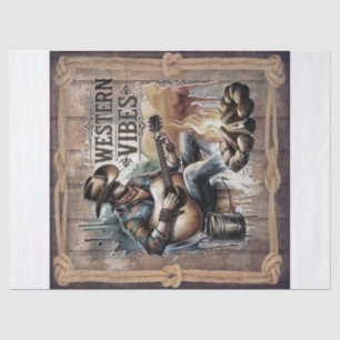 Cowboy Free Spirit Retro Western Decoupage Tissue Paper