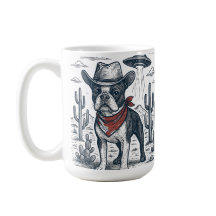 cowboy french bulldog vintage alien western