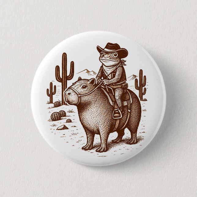 Cowboy Frog 2 Inch Round Button (Front)