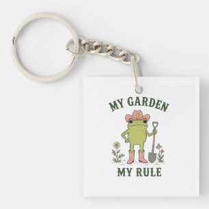 Cowboy Frog Gardening My Garden My Rule Keychain