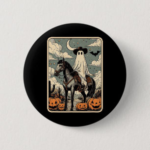 Cowboy Ghost Riding Horse Funny Tarot Card Hallowe 2 Inch Round Button
